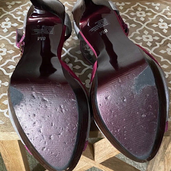 Grey, Purple and Fuschia Suede Strappy Heels, Size 8 - Picture 7 of 13